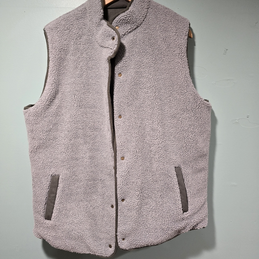 Marine Layer Reversible Gorpcore Finance Bro Puffer Vest Size L Green Gray